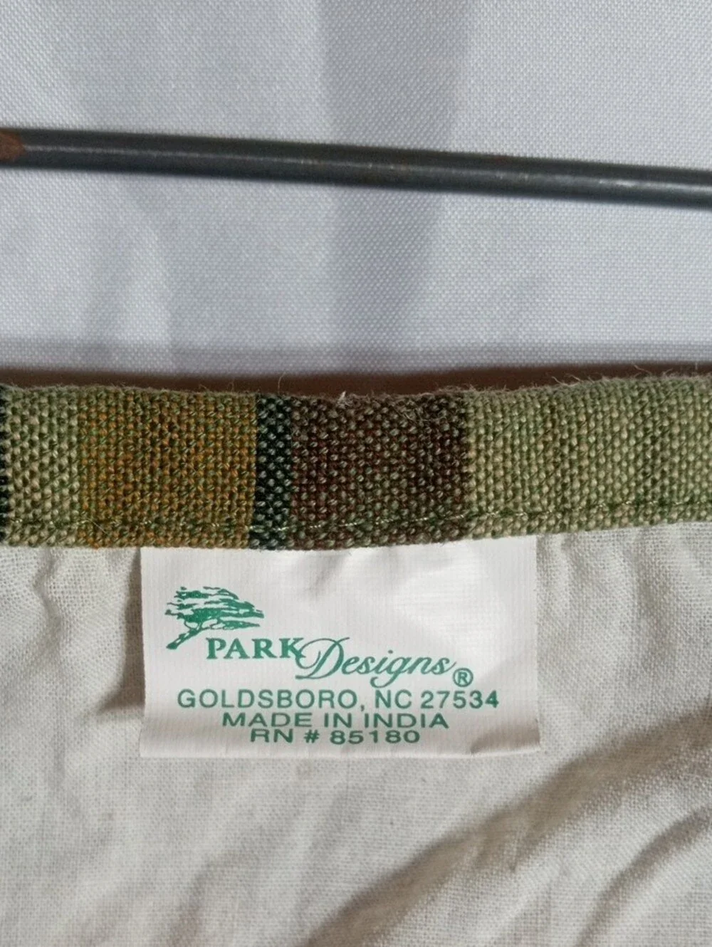 Green and Brown Plaid Decorative Valance With Pine Cones And Needles Appliqués